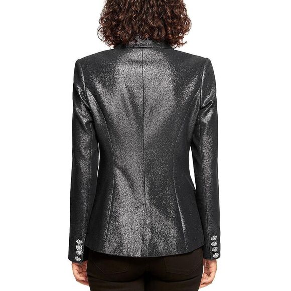 Ramy Brook Womens Wren Black Collar Metallic One-Button Blazer Jacket NWOT - Picture 2 of 3